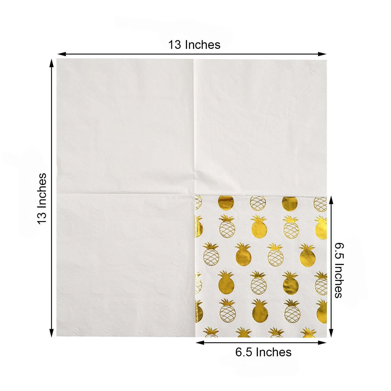 20-Pack Paper Dinner Napkins with Pineapple Design Metallic Gold - Disposable 3 Ply Cocktail Napkins for Parties