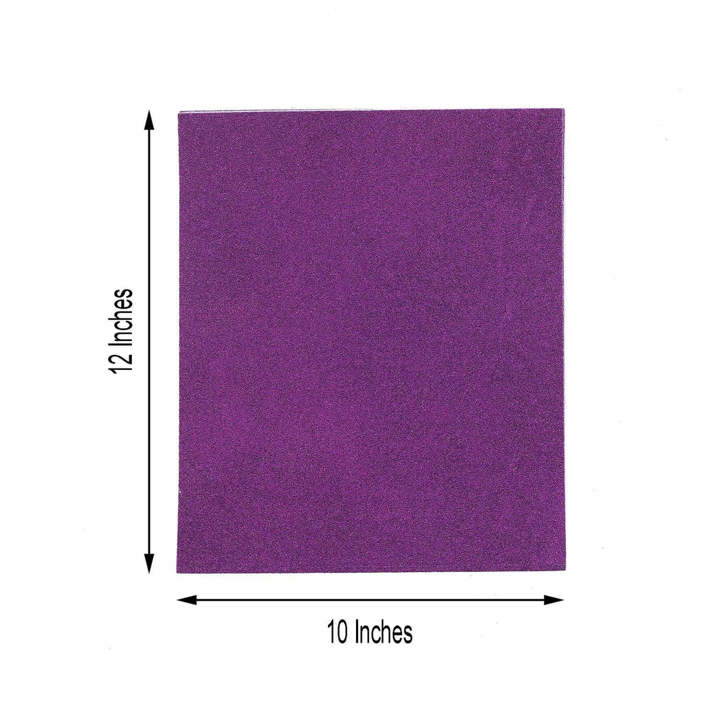 10 Pack Purple Self-Adhesive Glitter DIY Craft Foam Sheets - 12"x10"