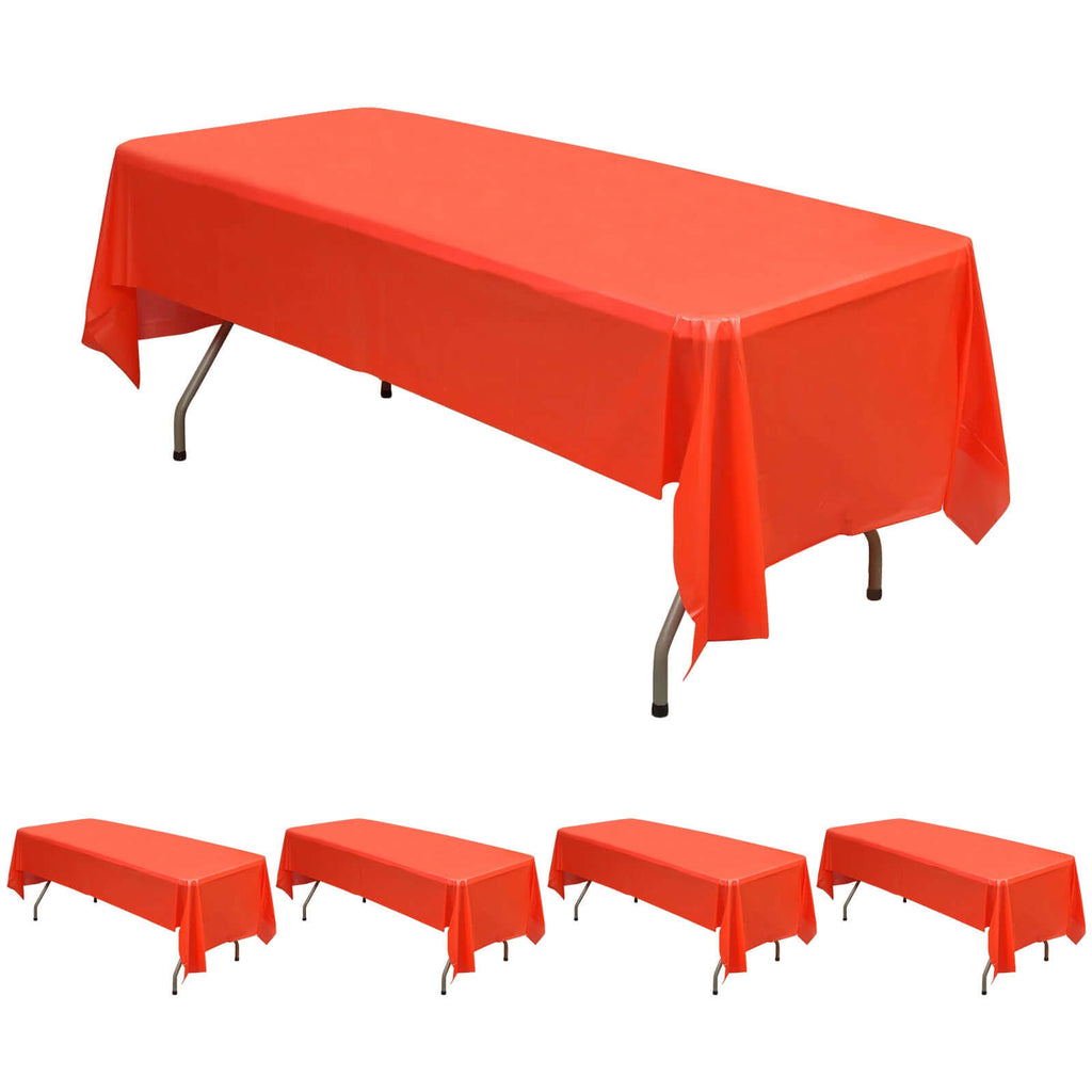 5-Pack Plastic Table Covers Red Rectangle - Reliable PVC Disposable Covers for Gatherings 54"x108"