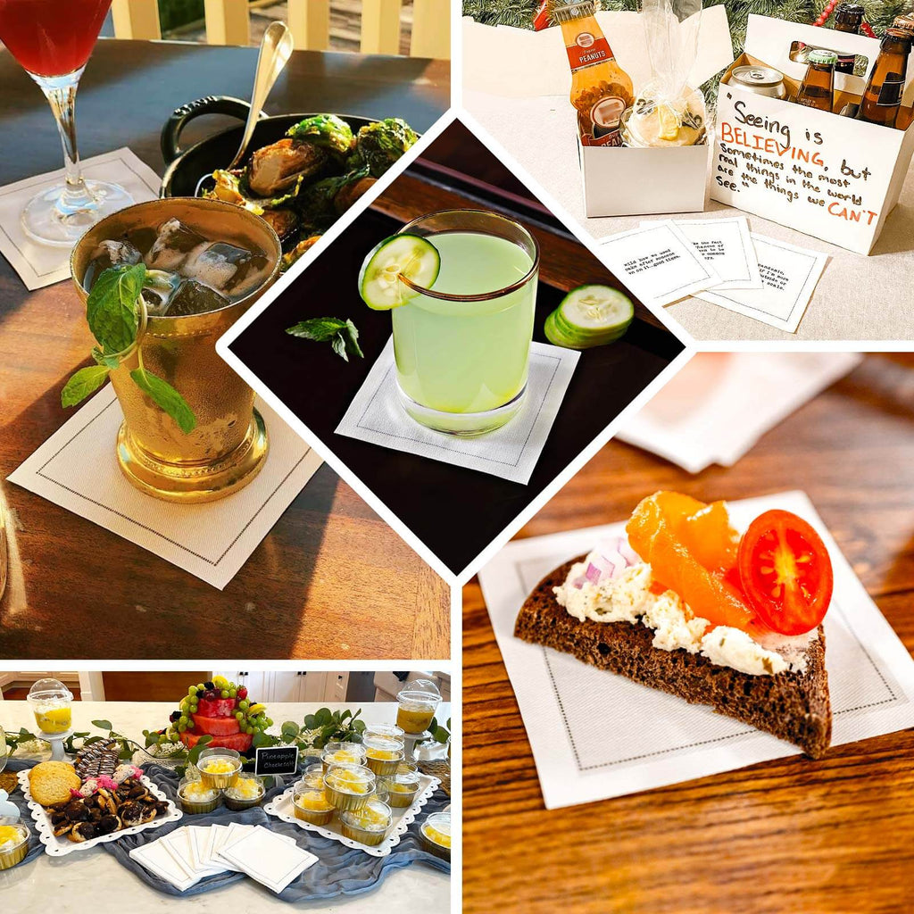 Disposable Cotton Cocktail Napkins â€“ 50 White 4.5" x 4.5" Napkins for High - End Bars, Receptions & Parties - Bell Racket Store