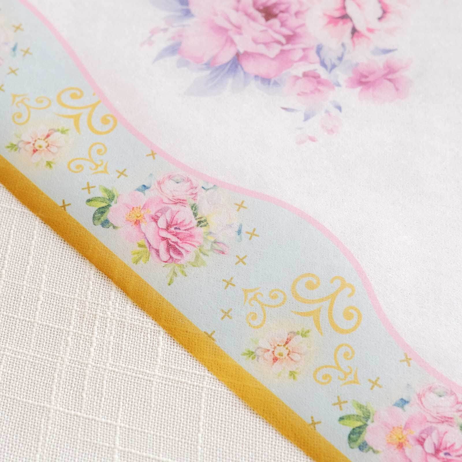 Disposable Table Runner 11"x108" White with Pink Peony Floral Print - Non - woven Stylish Spring Summer Dining Decor - Bell Racket Store