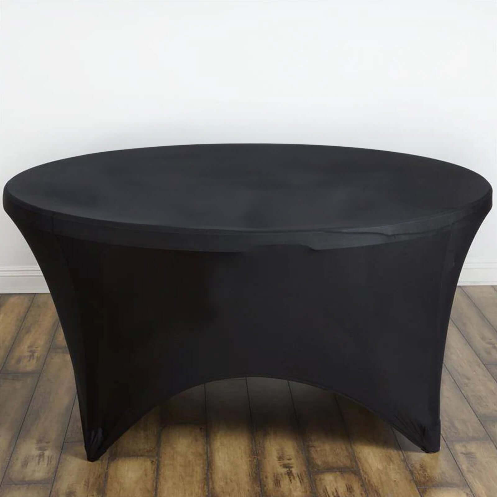 Stretch Spandex 5ft Round Tablecloth Black - Durable Form-Fitting Table Cover