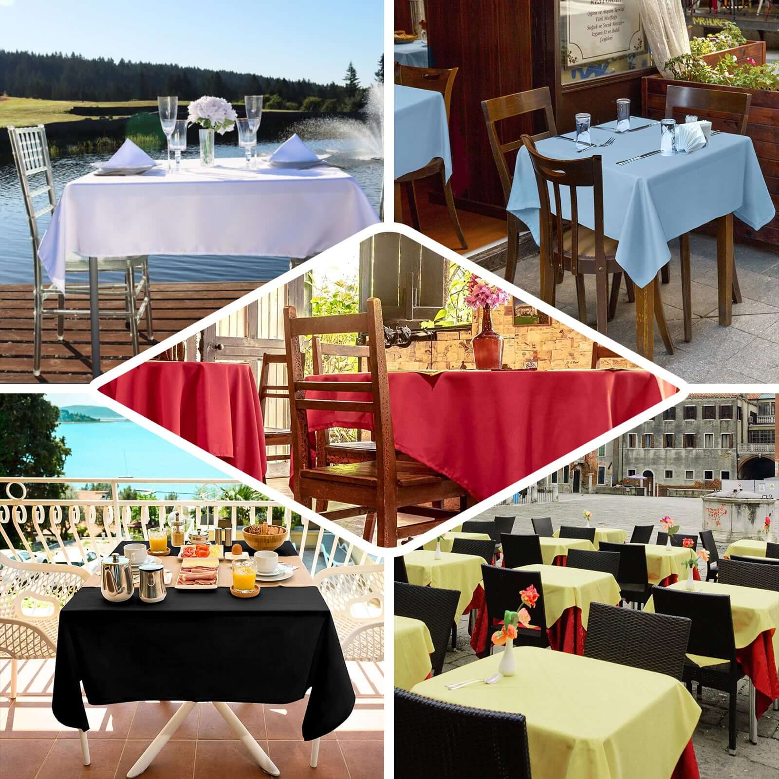 Polyester Square 54"x54" Tablecloth Black - Wrinkle-Resistant & Durable Table Cover for Events