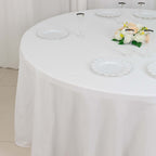 100% Cotton 120" Round Tablecloth White Linen - Seamless, Soft & Breathable Table Cover