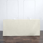 Fitted Polyester 72"x30" Rectangle Tablecloth Ivory - Durable Table Cover
