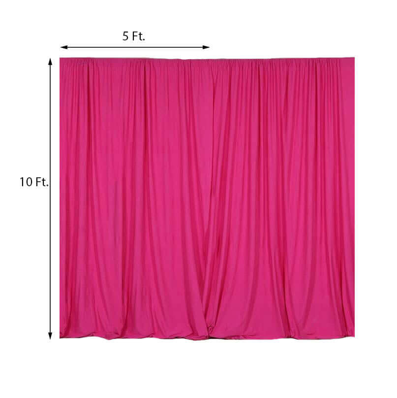 2 Pack Fuchsia Scuba Polyester Event Curtain Drapes, Durable Flame Resistant Backdrop Event Panels Wrinkle Free with Rod Pockets - 10ftx10ft