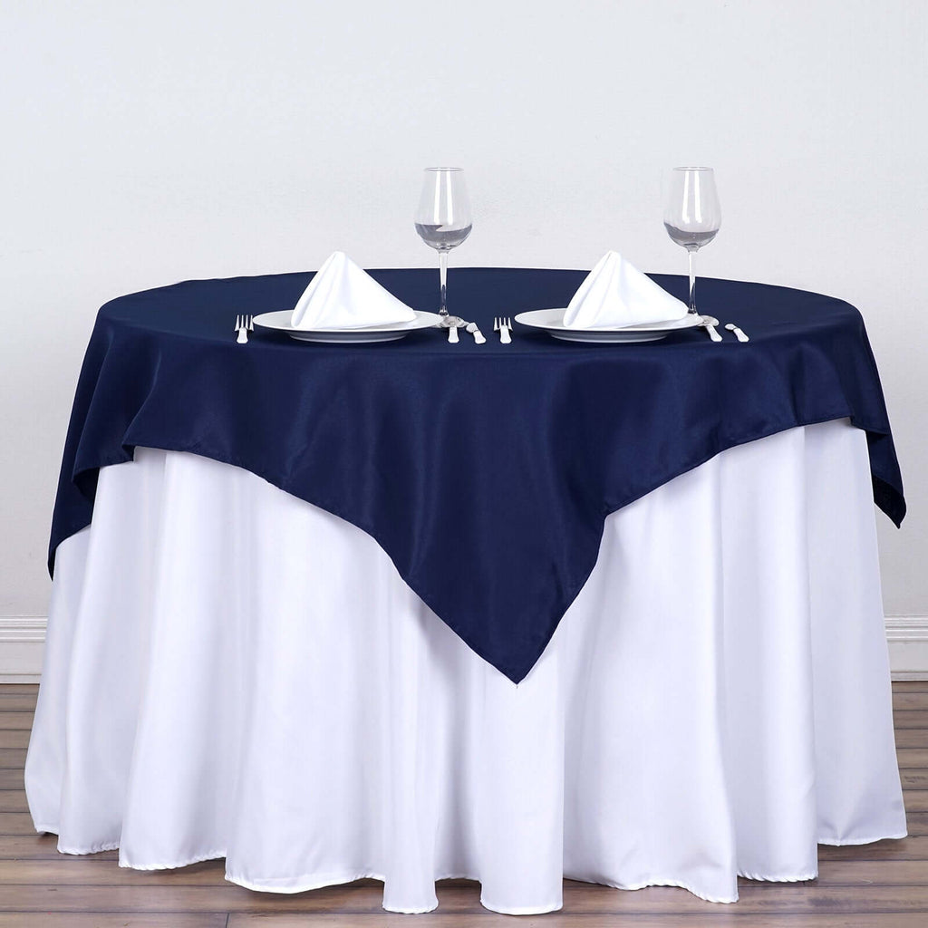 Polyester Square 54"x54" Tablecloth Navy Blue - Wrinkle-Resistant & Durable Table Cover