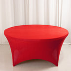 Stretch Spandex 5ft Round Tablecloth Red - Durable Form-Fitting Table Cover