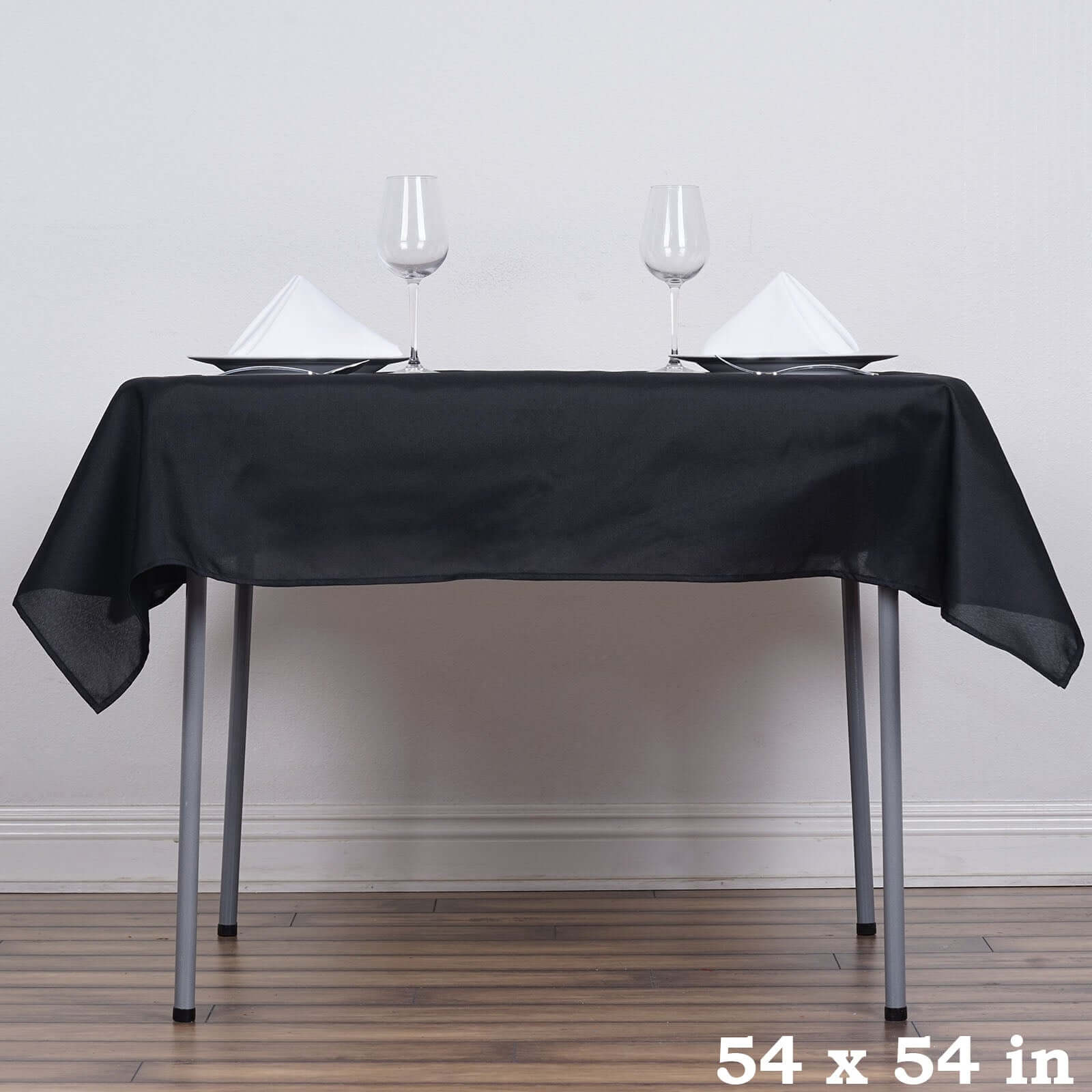 Polyester 54"x54" Table Overlay Square Tablecloth Black - Wrinkle-Resistant & Durable Table Cover for Events