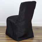 Polyester Chair Cover with Square Top for Banquet Chairs Black - Durable Reusable Slip-On Cover