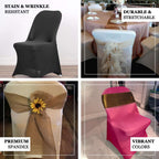 Stretch Spandex Chair Cover Champagne for Folding Chairs - Reusable & Wrinkle-Resistant 160GSM Fitted Slipcover