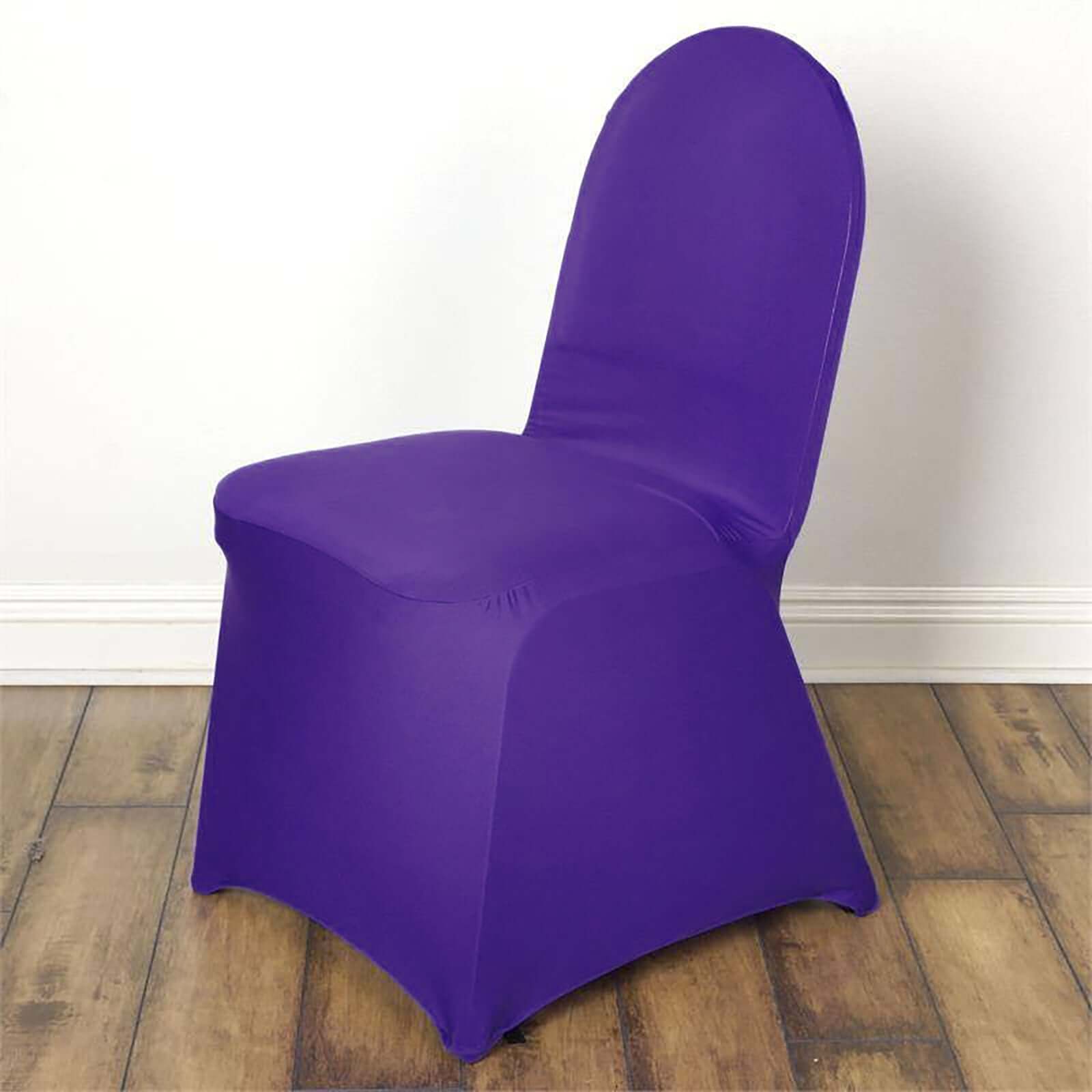 Spandex Chair Cover for Banquet Chairs Purple - Stretch 160GSM Fabric with Slip-On Slipcover