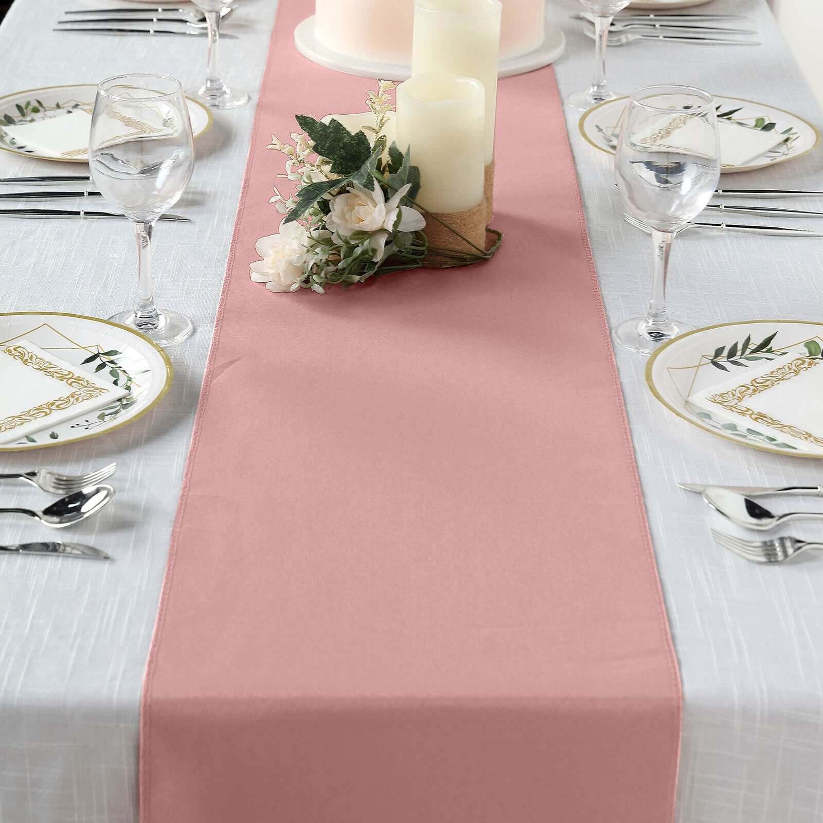 Polyester 12"x108" Table Runner Dusty Rose - Durable & Wrinkle-Resistant Table Decor