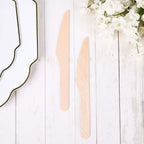 100-Pack Birchwood Knives Natural - Eco Friendly Biodegradable Wooden Utensils for Rustic Themes & Outdoor Parties 7"