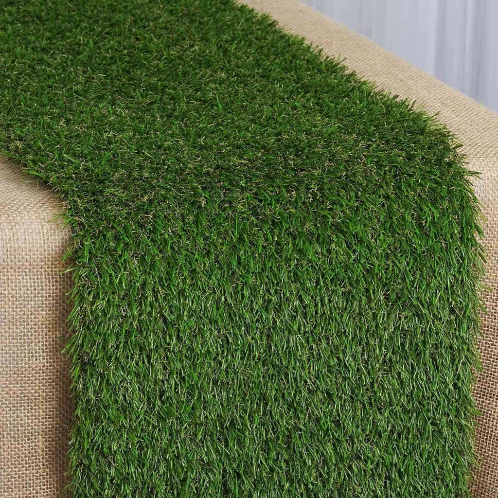 Artificial Grass 9ft Table Runner Green - Durable & All Weather Tabletop Decor