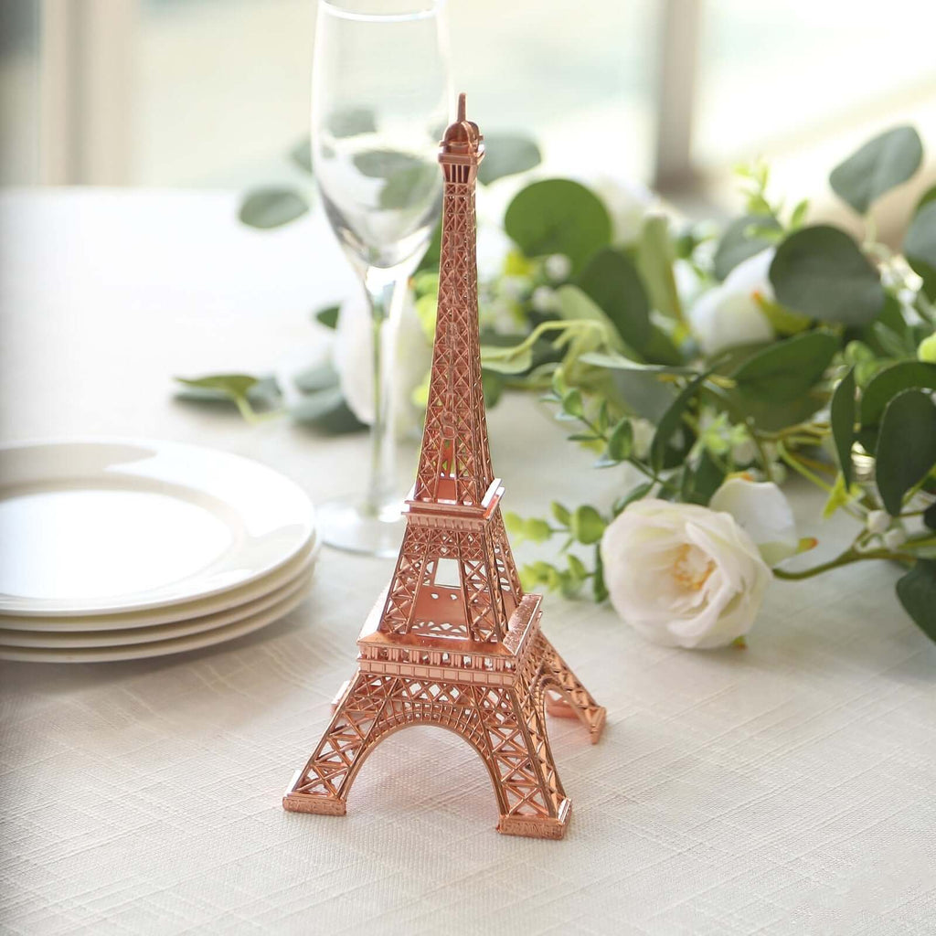 Eiffel Tower Table Centerpiece Metal Rose Gold - Stylish Decorative Cake Topper for Parties & Gatherings 10"