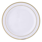 10-Pack Plastic Dessert Plates White with TrÃ¨s Chic Gold Rim - Disposable Plates for Parties 8"