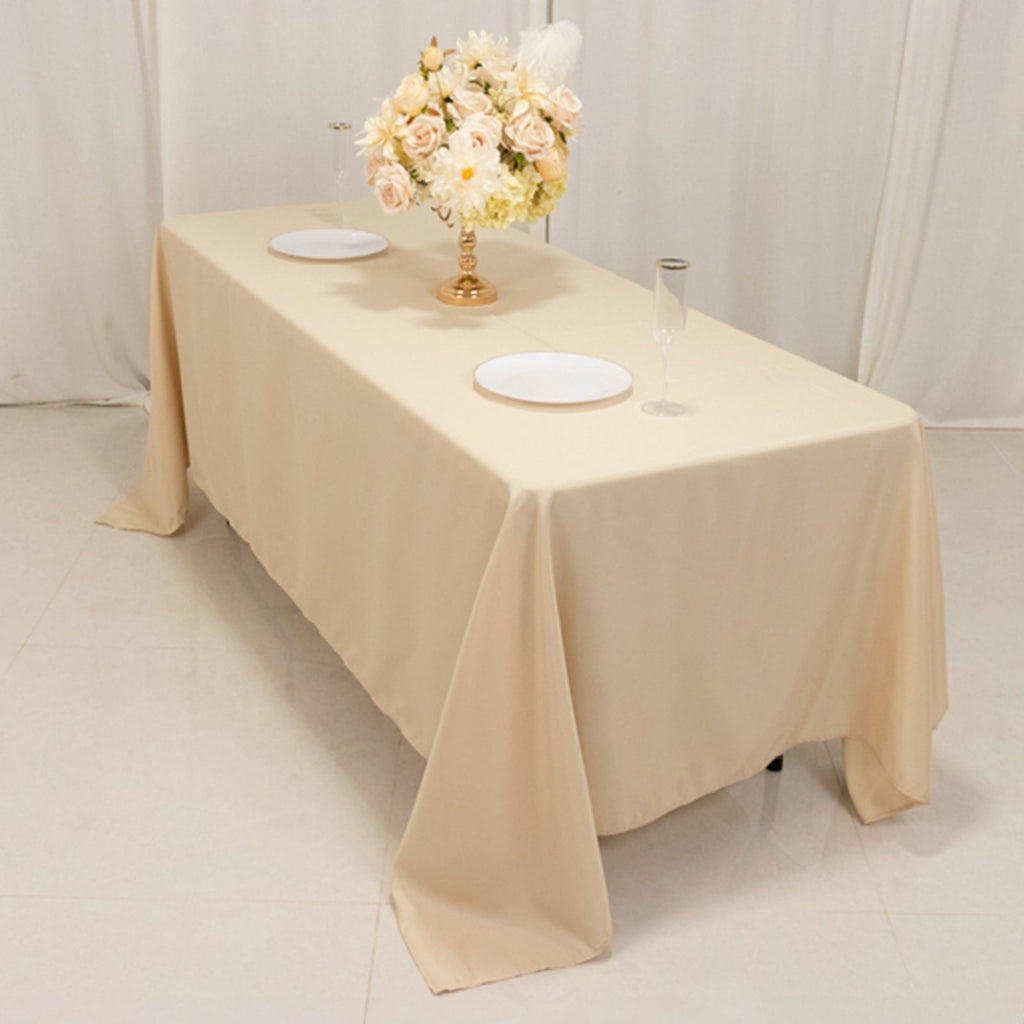 Polyester 72"x120" Rectangle Tablecloth Beige - Durable and Stylish Table Cover