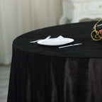 Premium Velvet 120" Round Tablecloth Black - Reusable Soft & Seamless Table Cover for Upscale Events