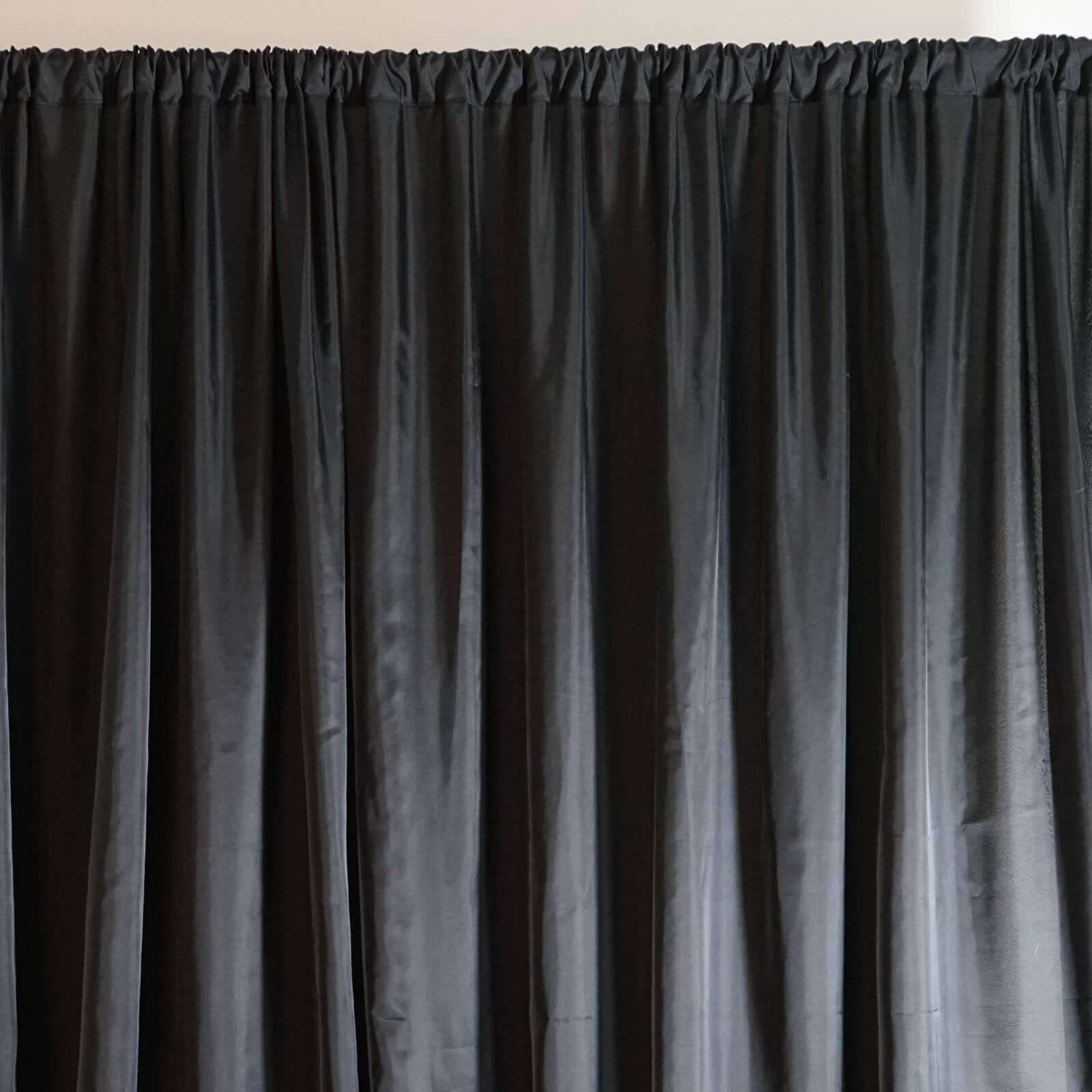 Black Chiffon Polyester Event Curtain Drapes, Dual Layer Divider Backdrop Event Panels with Rod Pockets - 20ftx10ft