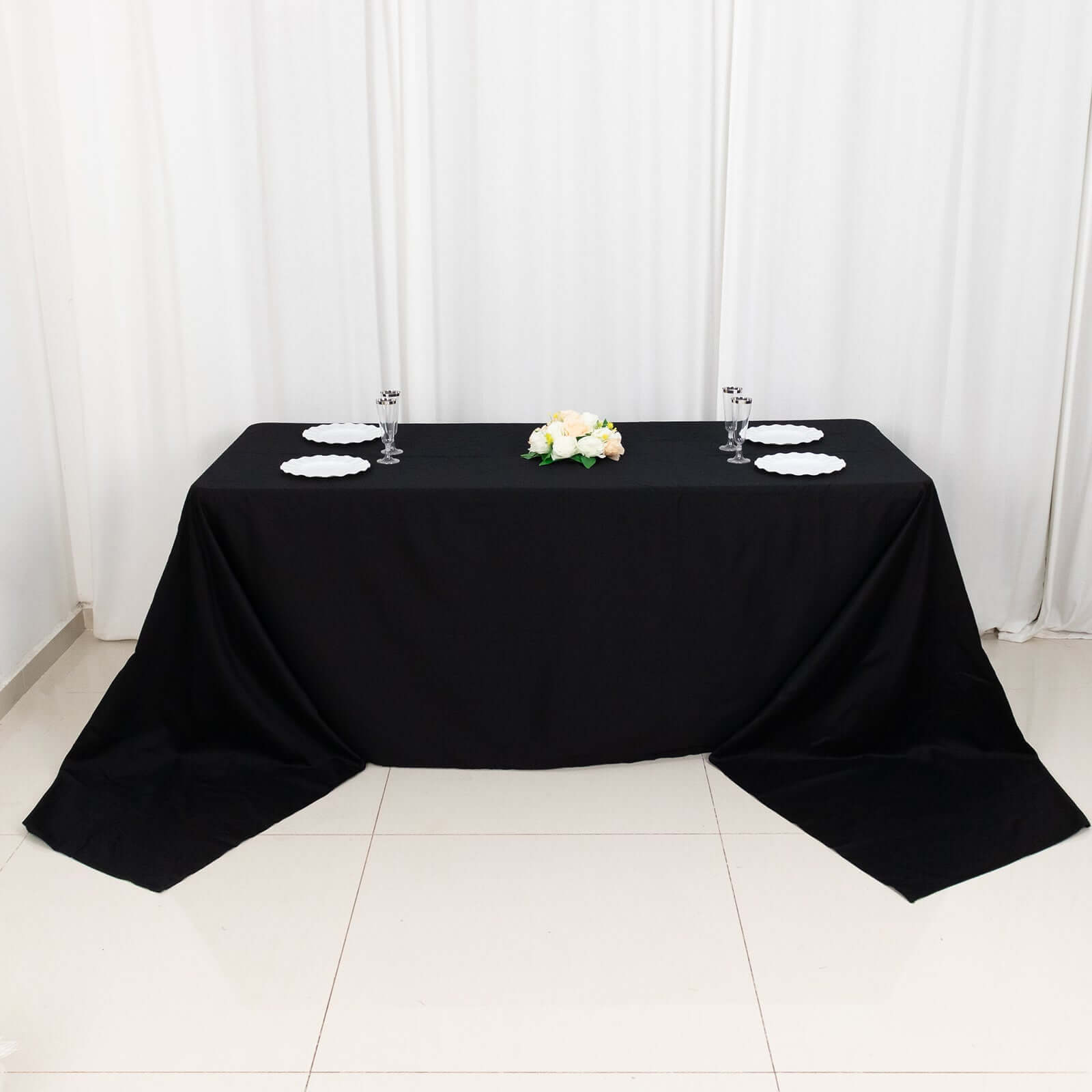 100% Cotton 90"x156" Rectangle Tablecloth Black Linen - Seamless, Soft & Breathable Table Cover