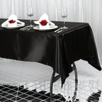 Satin Rectangular 60"x102" Tablecloth Black - Smooth and Lustrous Table Cover