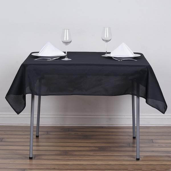 Polyester Square 54"x54" Tablecloth Black - Wrinkle-Resistant & Durable Table Cover for Events