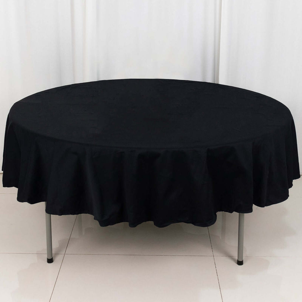 100% Cotton 90" Round Tablecloth Black Linen - Soft & Breathable Table Cover