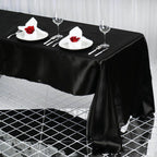 Satin Rectangular 60"x126" Tablecloth Black - Smooth and Lustrous Table Cover