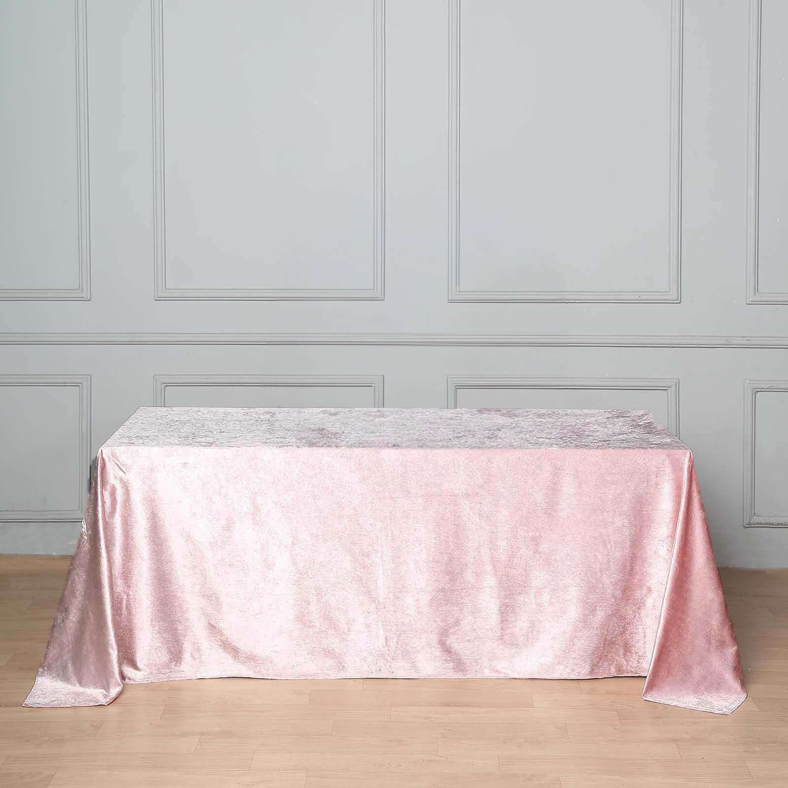 Premium Velvet 90"x132" Rectangle Tablecloth Blush - Reusable Soft & Seamless Table Cover