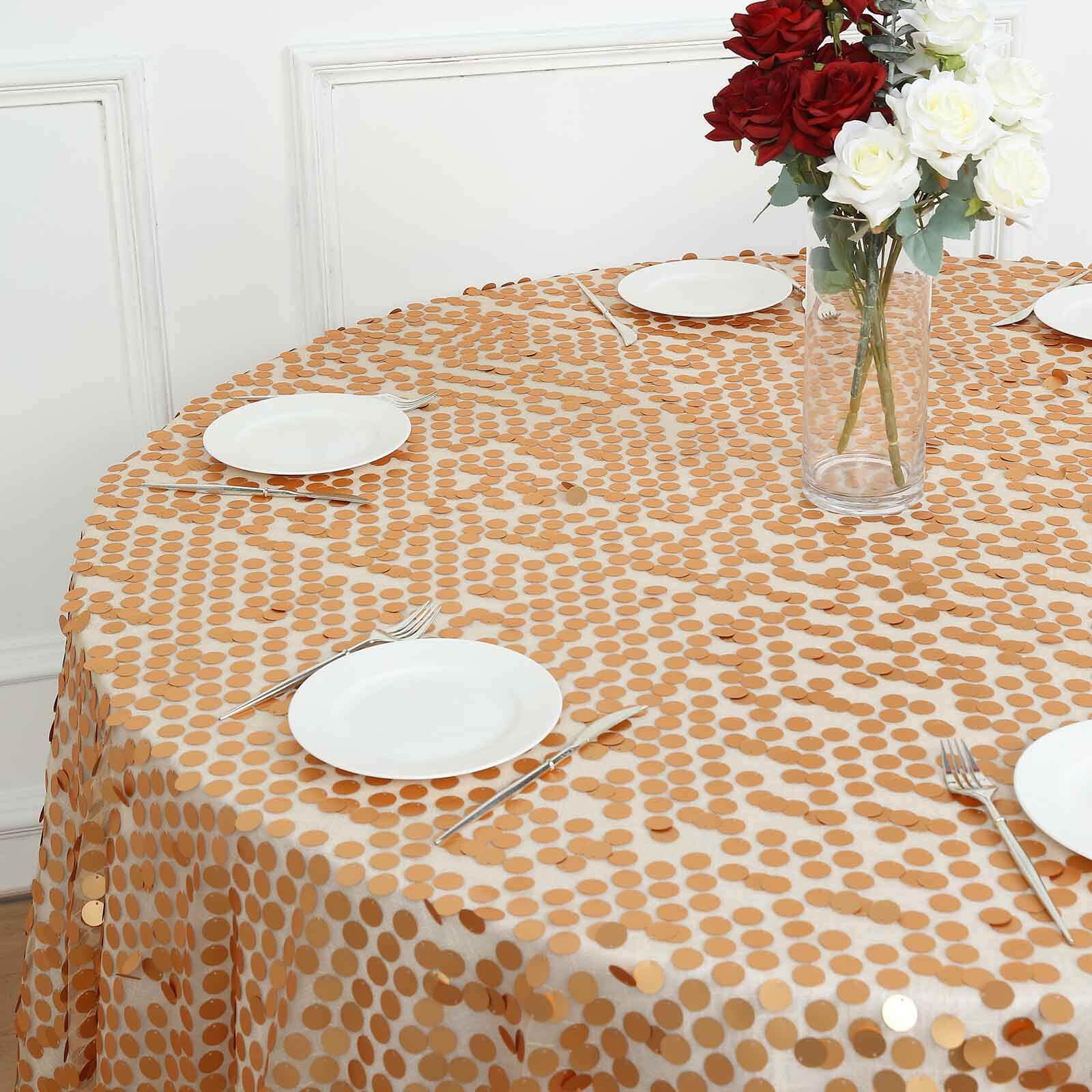 Sequin 72"x72" Table Overlay Square Tablecloth Matte Champagne - Big Payette Table Cover