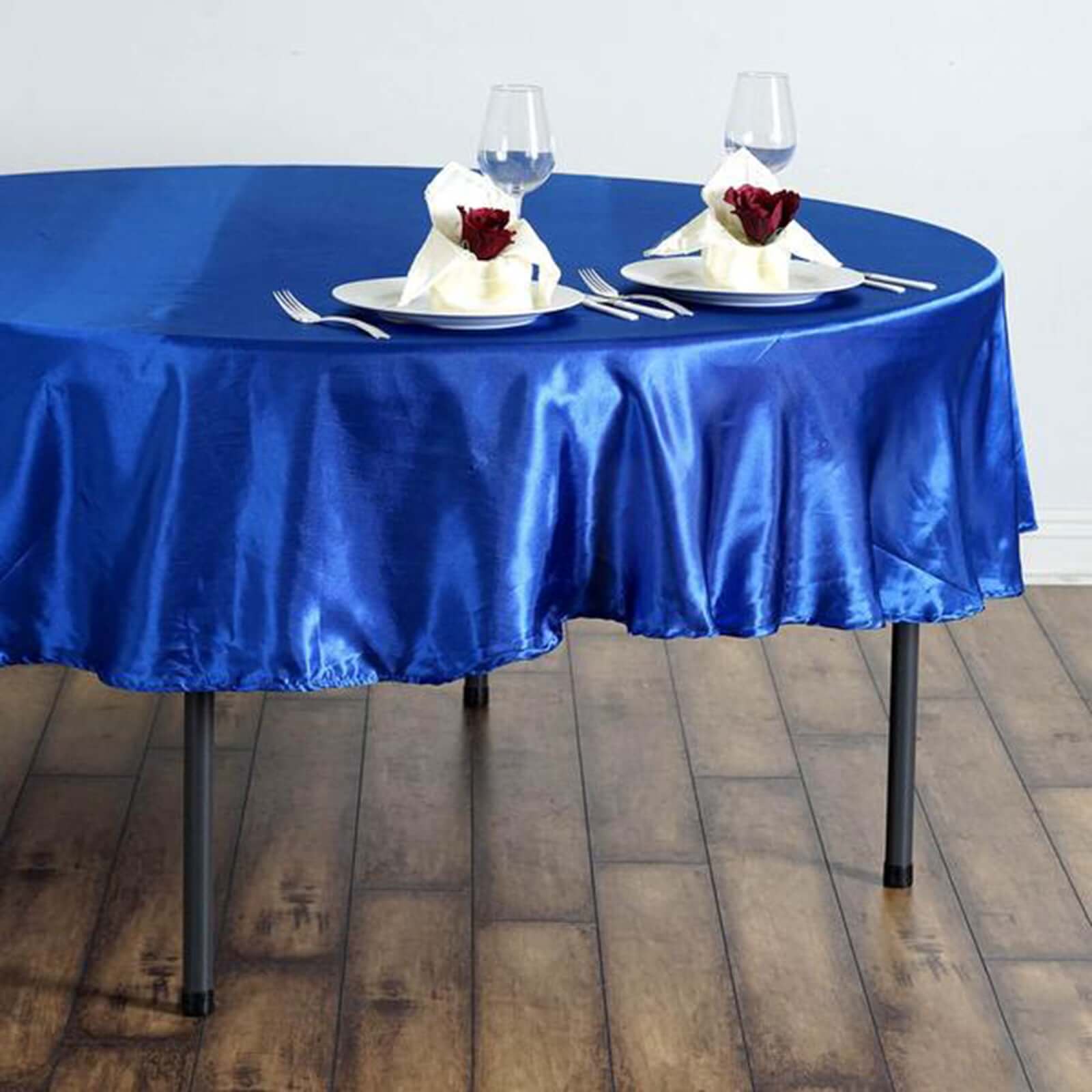 Satin 90" Round Tablecloth Royal Blue - Smooth and Lustrous Table Cover