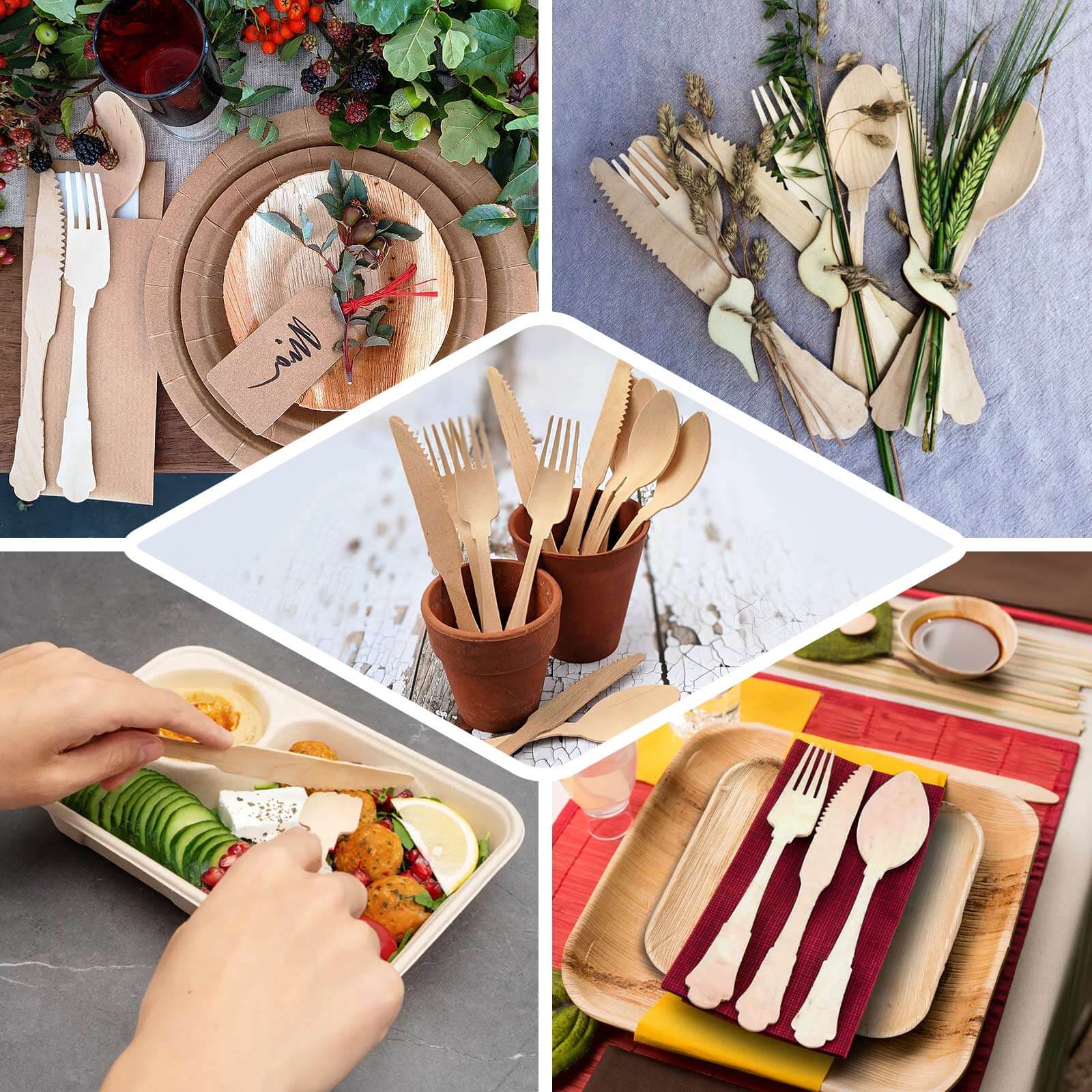 24-Pack Birchwood Forks Natural Vintage Baroque Design - Eco Friendly Biodegradable Wooden Utensils for Rustic Themes & Outdoor Parties 7.5"