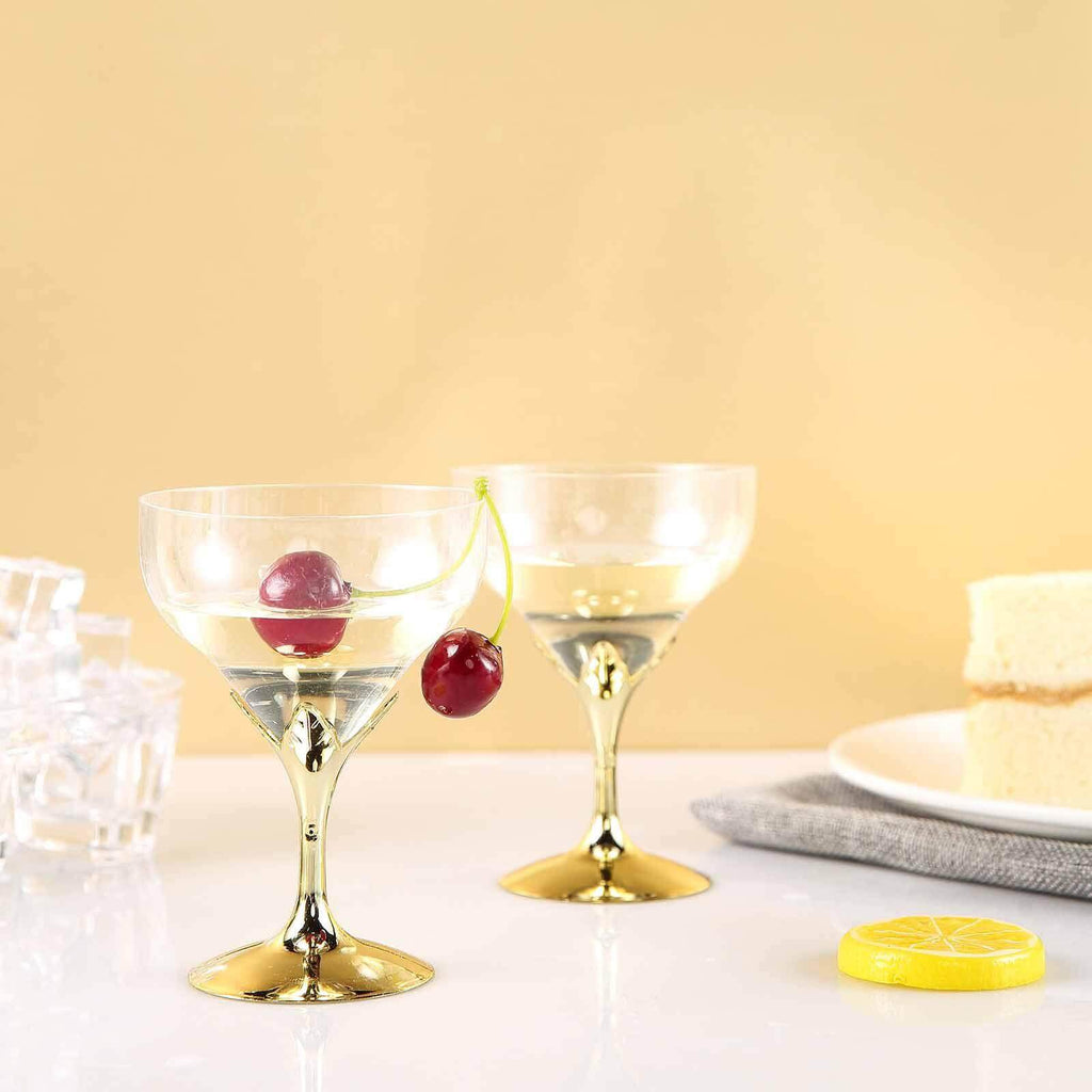 6-Pack Plastic Champagne Glasses Gold Hard Material - Durable Disposable Goblets for Wine 5oz