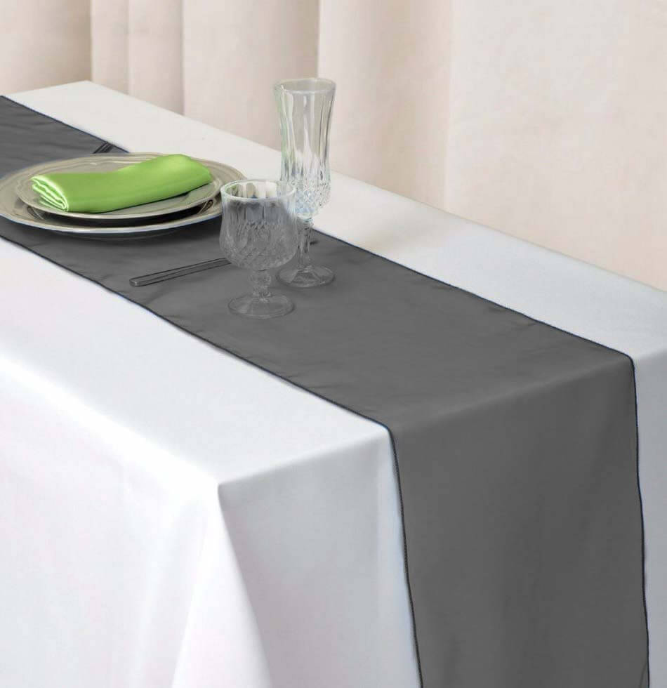 10 Pack Sheer Organza 14"x108" Table Runners Black - Soft and Lightweight Table Accent