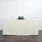 Fitted Polyester 72"x30" Rectangle Tablecloth Ivory - Durable Table Cover