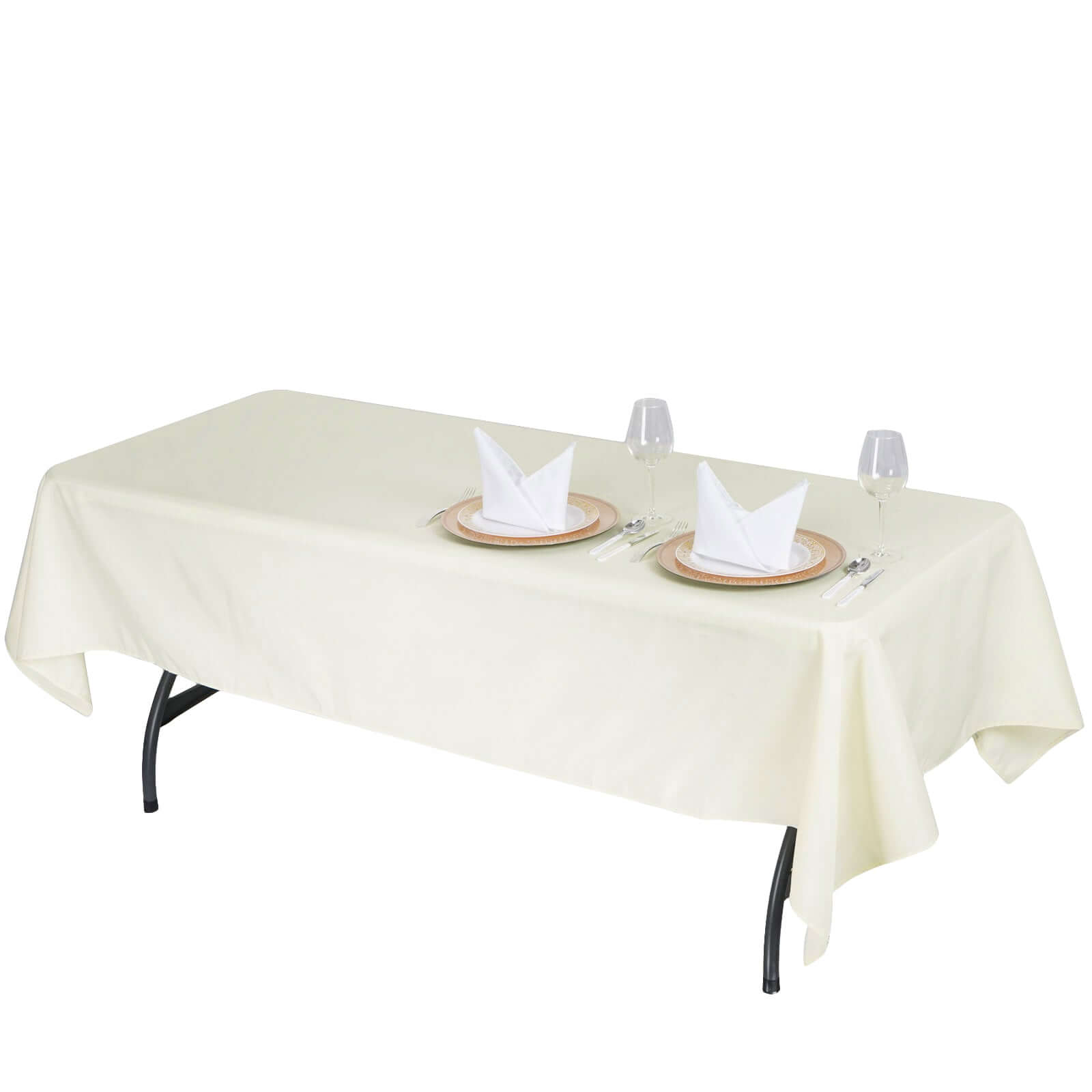 Premium Polyester 60"x102" Rectangle Tablecloth Ivory - Durable 220GSM Wrinkle-Resistant Table Cover