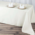 Premium Polyester 90"x156" Rectangle Tablecloth Ivory - Seamless 220GSM Stain-Resistant Table Cover
