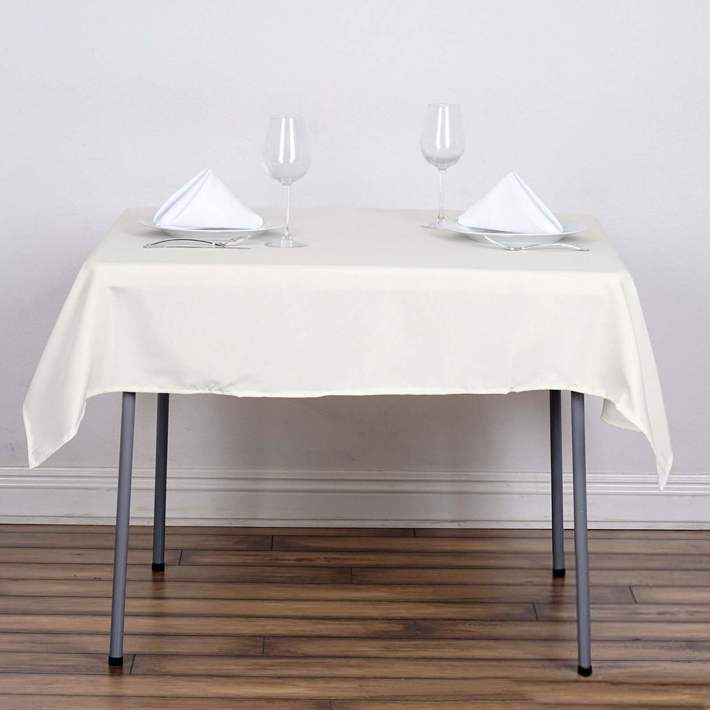 Polyester Square 54"x54" Tablecloth Ivory - Wrinkle-Resistant & Durable Table Cover