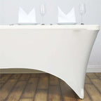 Stretch Spandex 6ft Rectangle Tablecloth Ivory - Durable Form-Fitting Table Cover