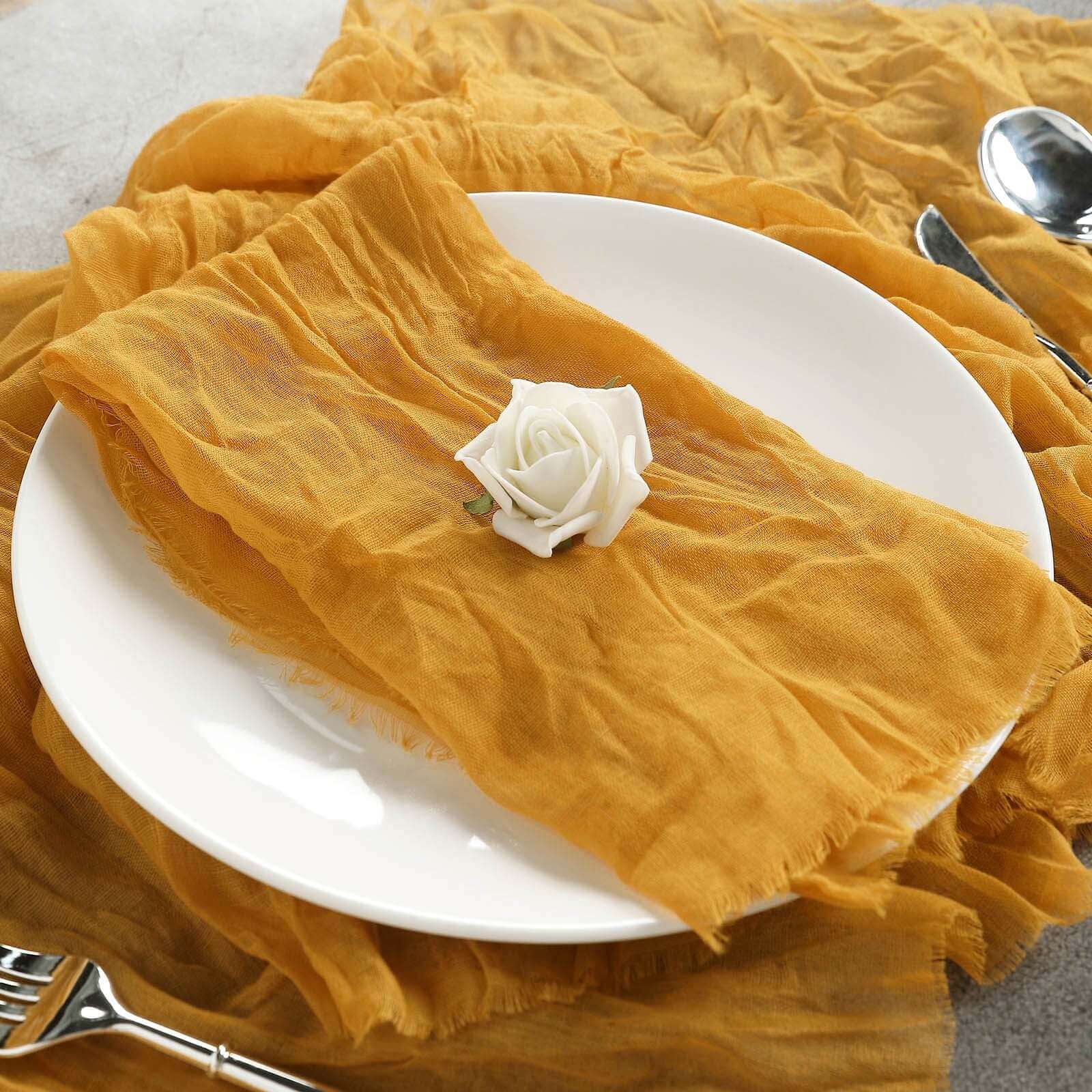 5 Pack Gauze Cheesecloth 24"x19" Napkins Mustard Yellow Reusable Dinner Napkins