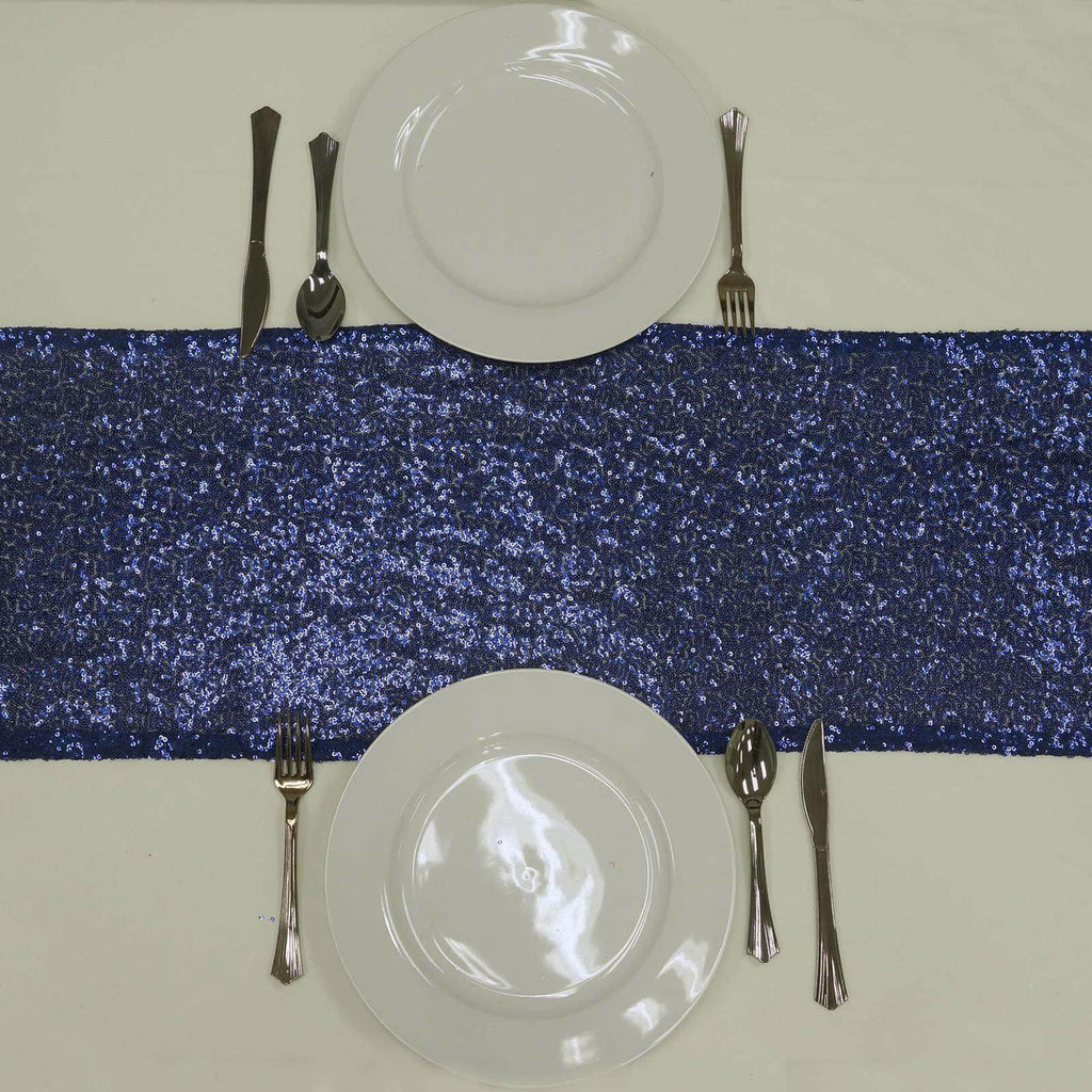 Sequin 12"x108" Table Runner Navy Blue - Glittering Design