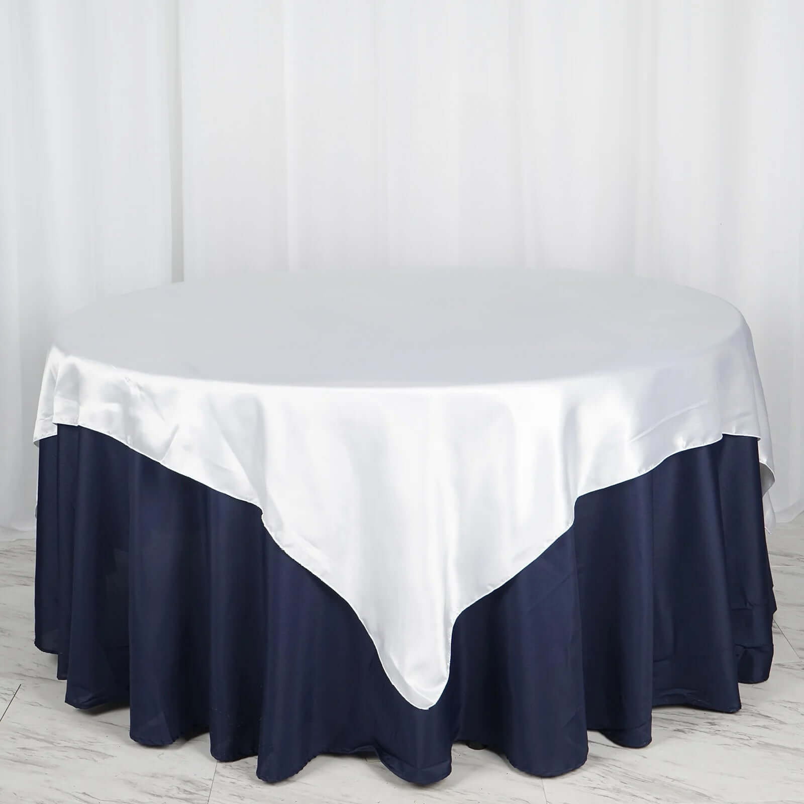 Satin 72"x72" Table Overlay Square Tablecloth White - Smooth Finish for Luxurious Events