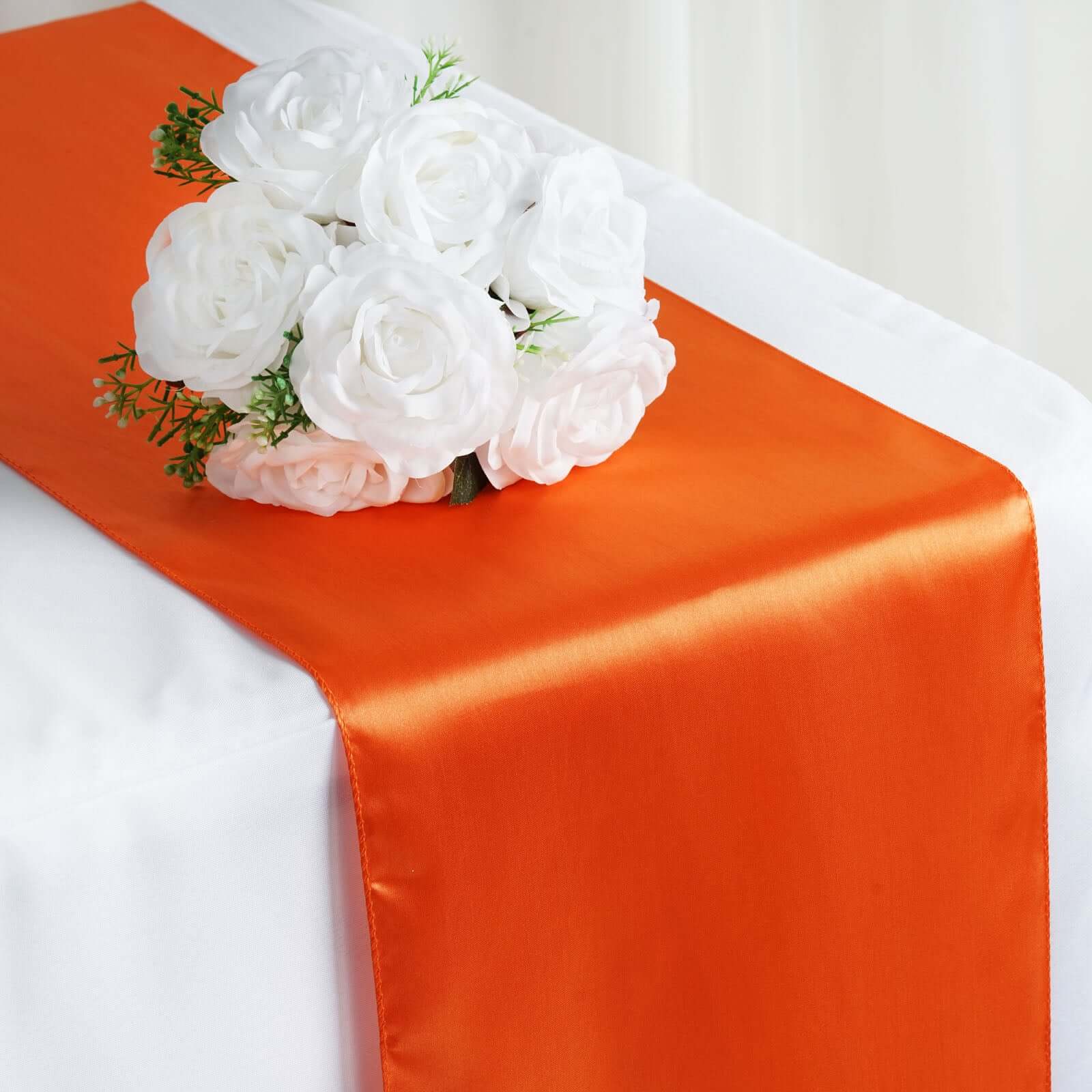 Satin 12"x108" Table Runner Orange - Stylish Table Linen