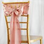 5 Pack Satin Chair Sashes Dusty Rose - Durable Chair Bows with Shiny Finish 6"x106"