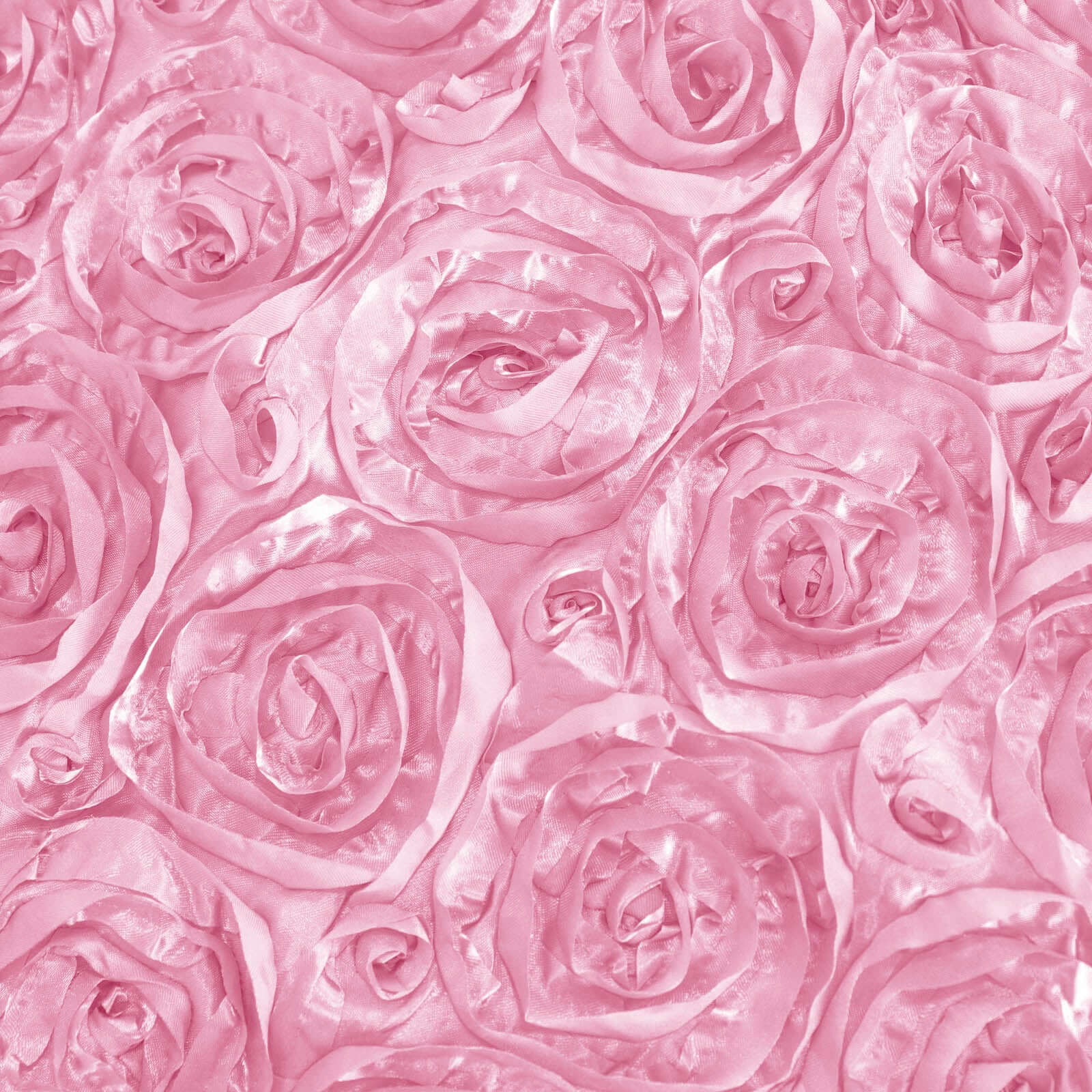 Satin 90"x132" Rectangle Tablecloth Pink - Grandiose 3D Rosette Seamless Table Cover