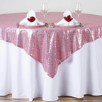 Sequin 72"x72" Table Overlay Square Tablecloth Pink - Sparkly Table Cover
