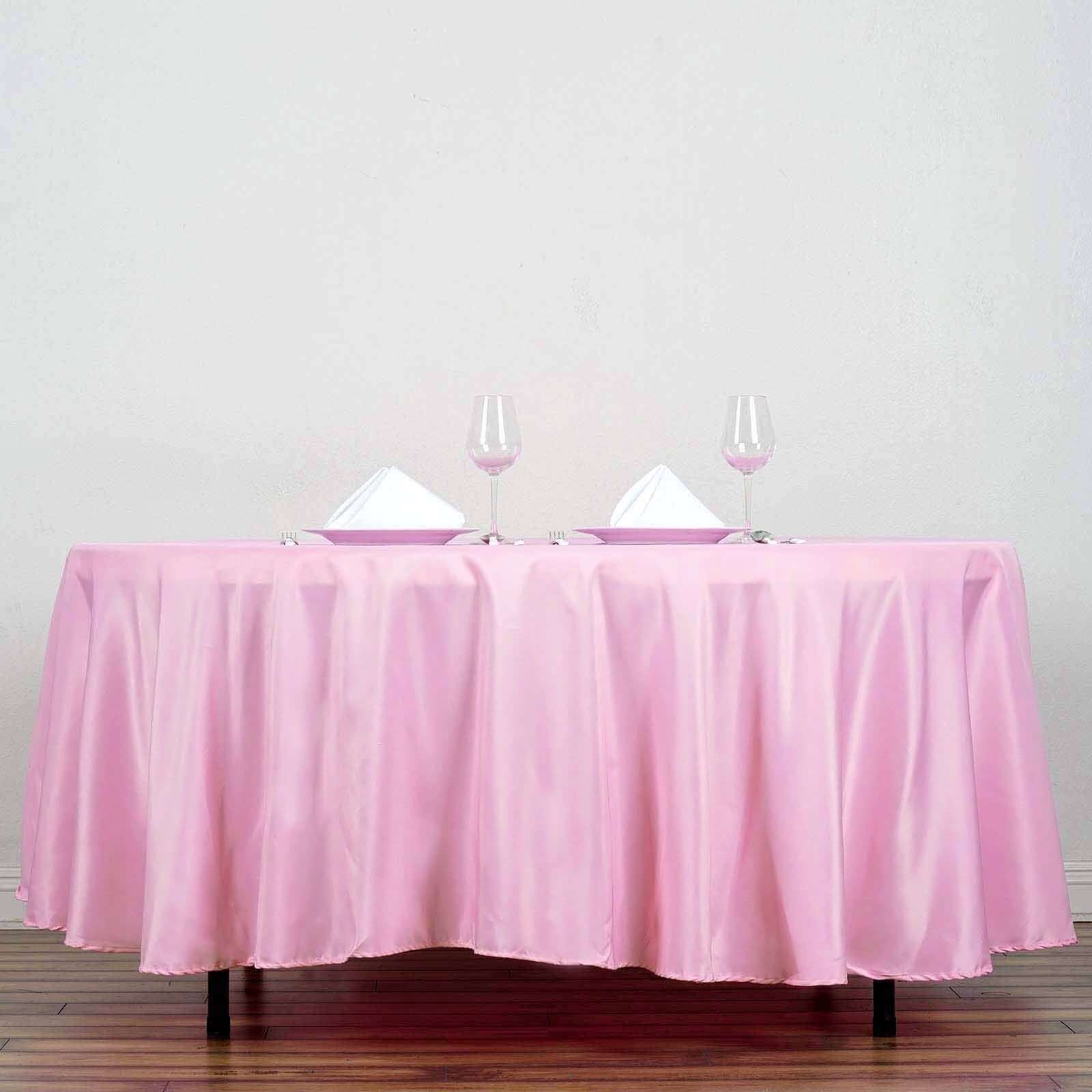 Polyester 108" Round Tablecloth Pink - Wrinkle-Resistant Table Cover