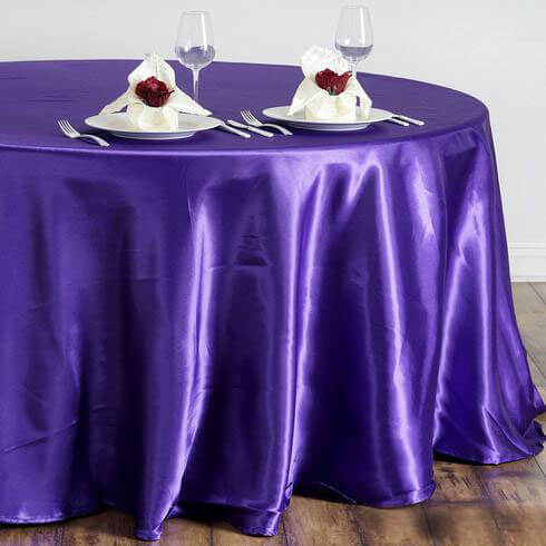 Satin 108" Round Tablecloth Purple - Smooth and Lustrous Table Cover
