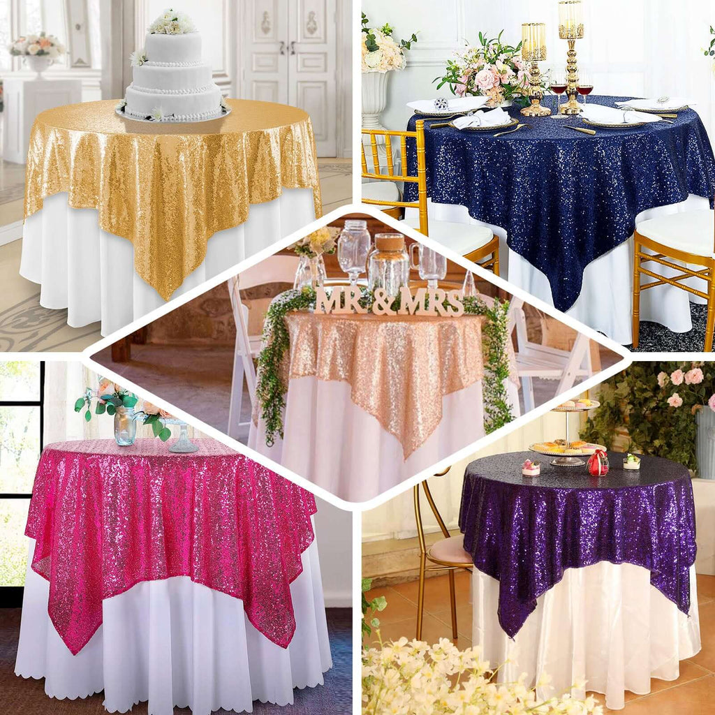 Sequin 72"x72" Table Overlay Square Tablecloth Purple - Sparkly Table Cover